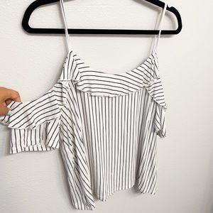 American Eagle White and Black Striped Top size XL
